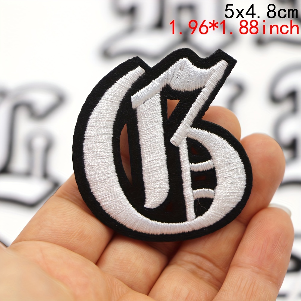1Pc Gothic font Number Patches Black Embroidered Patches for