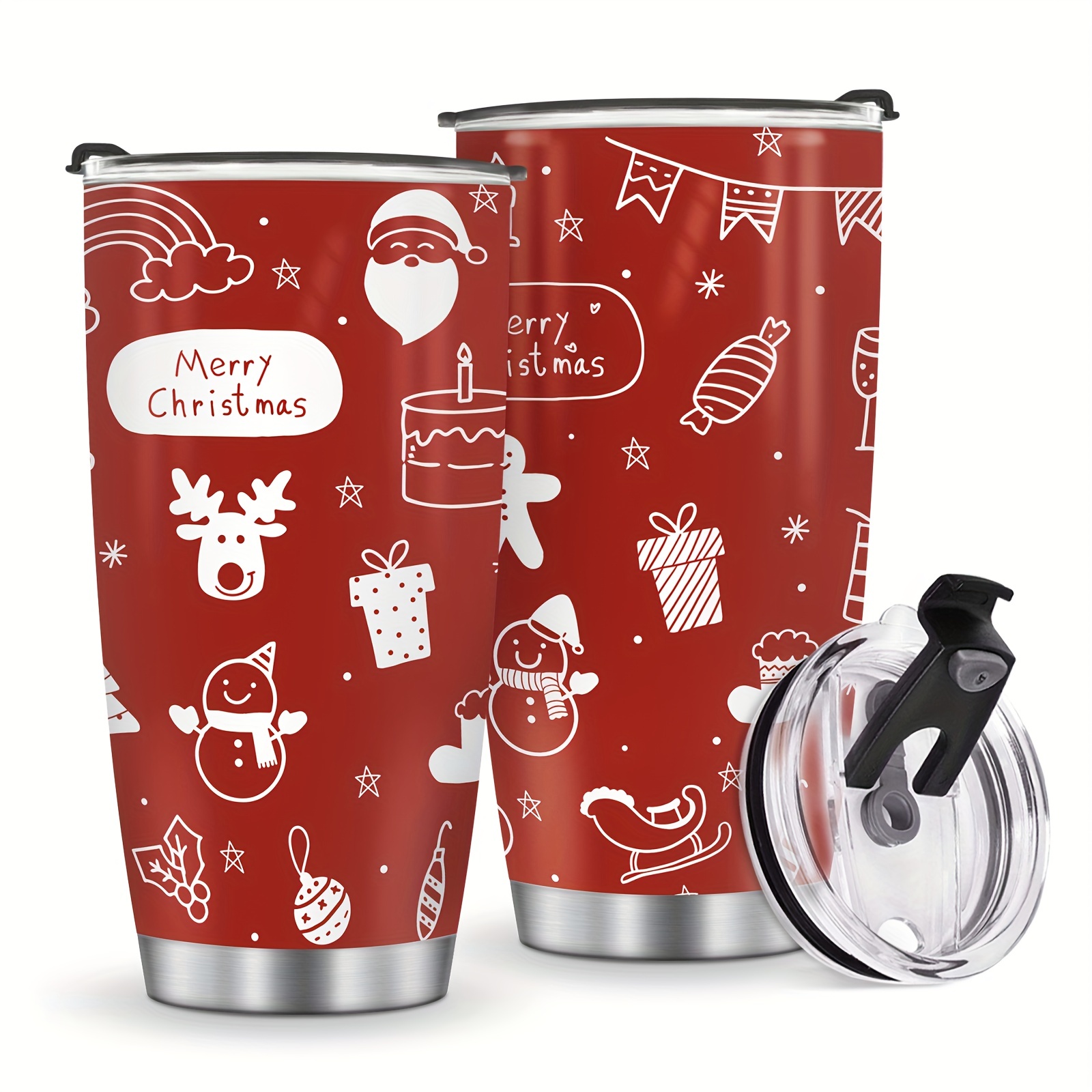 Jihqo Cute Cartoon Christmas Gnome Tumbler with Lid and Straw,  Insulated Stainless Steel Tumbler Cup, Double Walled Travel Coffee Mug  Thermal Vacuum Cups for Hot & Cold Drinks 20oz: Tumblers
