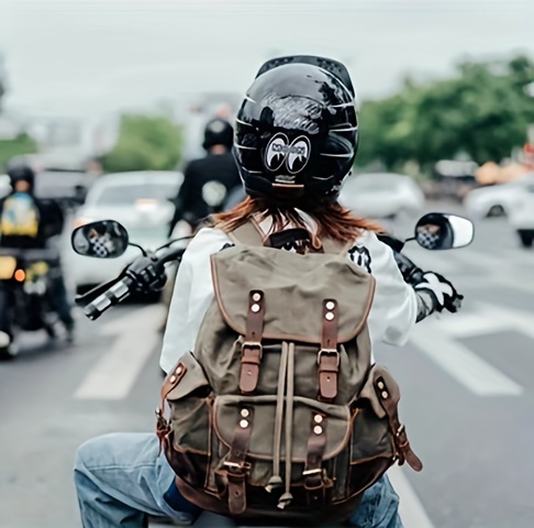 vintage oil wax canvas backpack large capacity hiking travel Temu