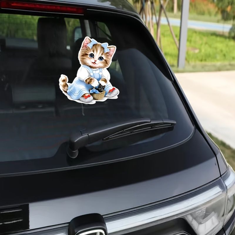 1pc Cute Cartoon Cute Cat Car Sticker Car Door Bumper Window Waterproof  Decals Stickers Scratch Cover Sticker Car Decoration Accessories -  Automotive - Temu