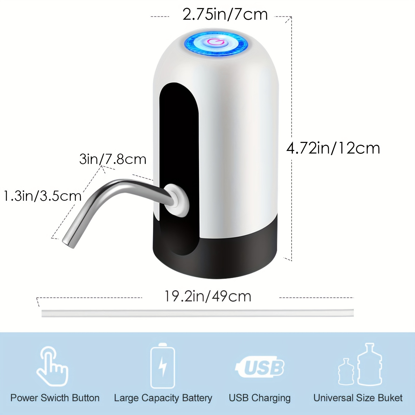 Distributeur d'eau en Bouteille, USB chargeant la Pompe à Eau Potable  électrique Portable Commutateur de Bouteille d'eau Universelle de 5 gallons  (Noir) : : Cuisine et Maison