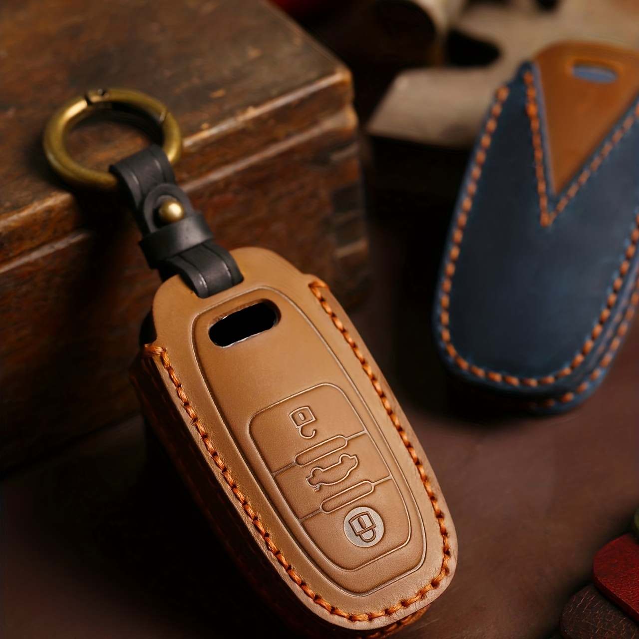  handmade Keychain leather Protective Key Case Cover