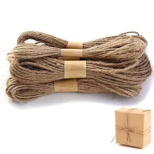 Natural Jute Twine String Rolls - 328 Feet 3 ply, Durable Brown Twine Rope  for Crafts, Wrapping, Packing, Gardening, Artworks, Picture Display