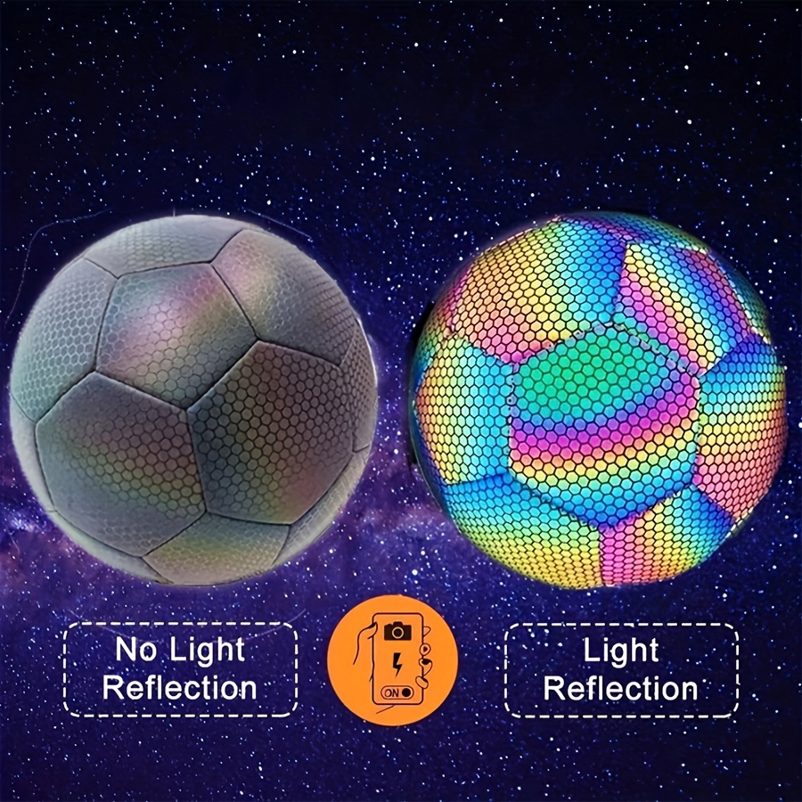  Luminous Soccer Ball for Night Games & Training, Reflective Soccer  Ball with Net Pocket Air Needle, Glow in The Dark Soccer Ball, Sports Gifts  for Boys, Kids, & Men(Black, Size