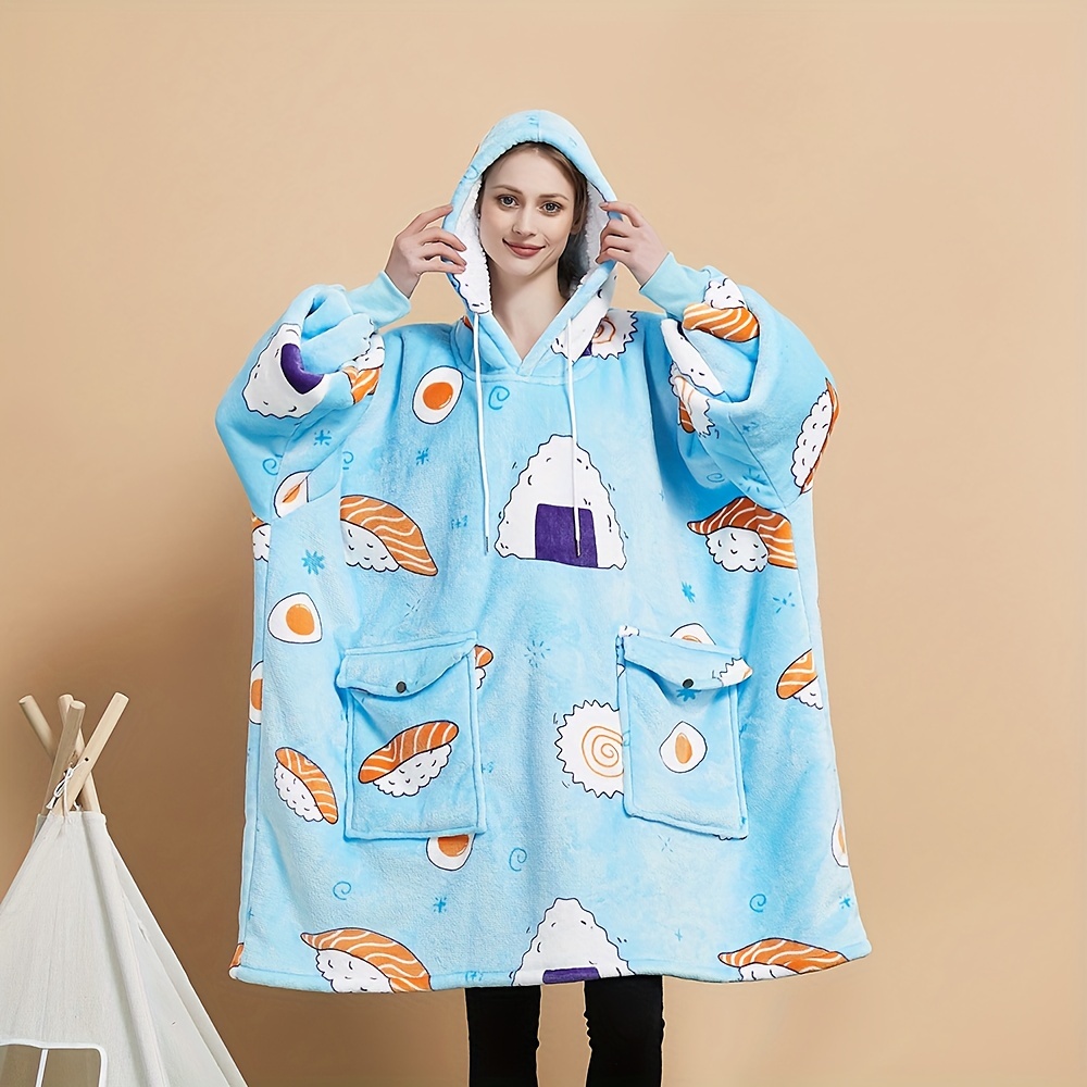  AmyHomie - Sudadera tipo manta con capucha de Sherpa, tamaño  grande, manta con bolsillos para adultos, niños y adolescentes : Hogar y  Cocina