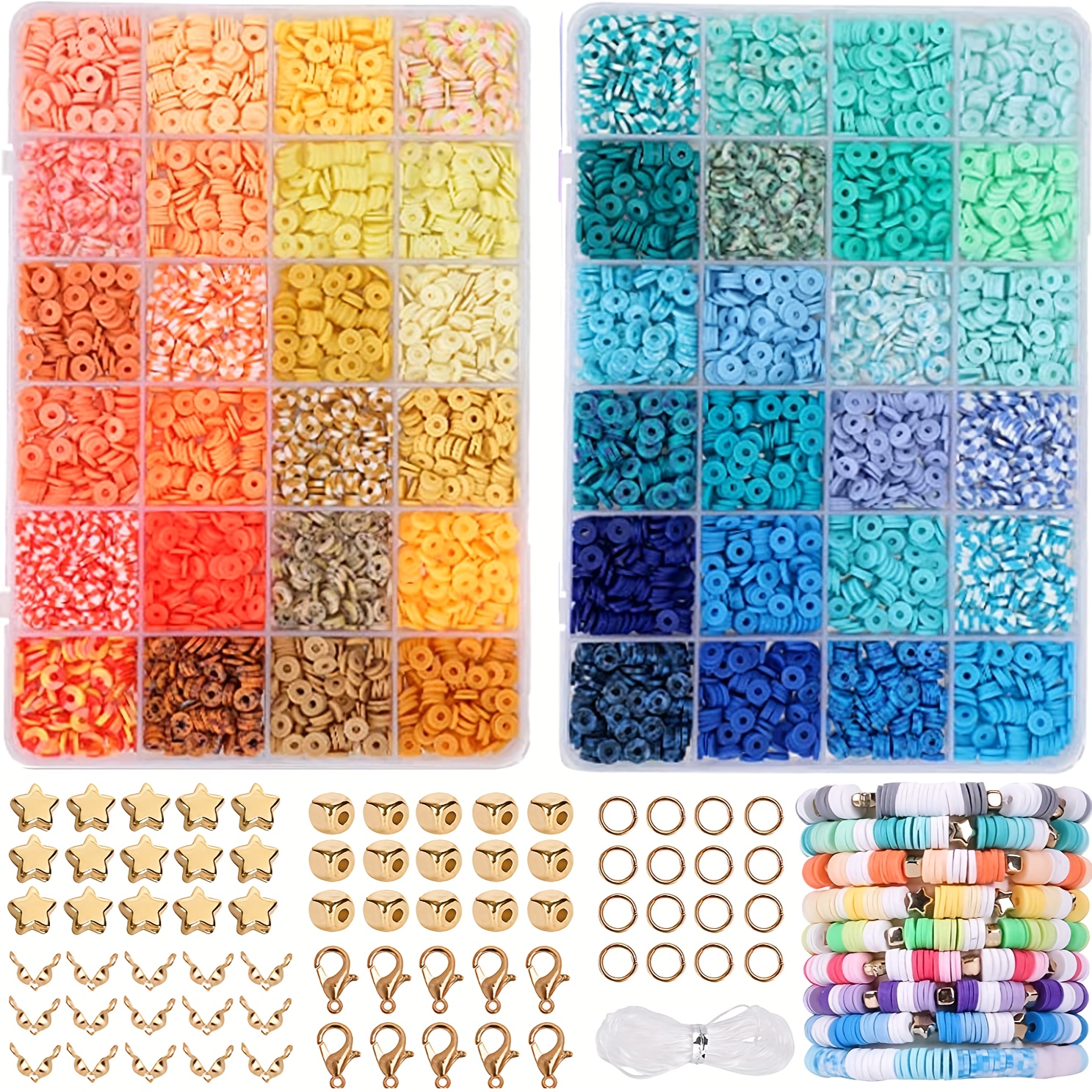 3200Pcs Pearlescent Color Clay Beads and 1200 Pcs Blue Pony Beads for  Bracelets, Funtopia Heishi Beads Clay Beads Strands Pink Plastic Beads for  Kids