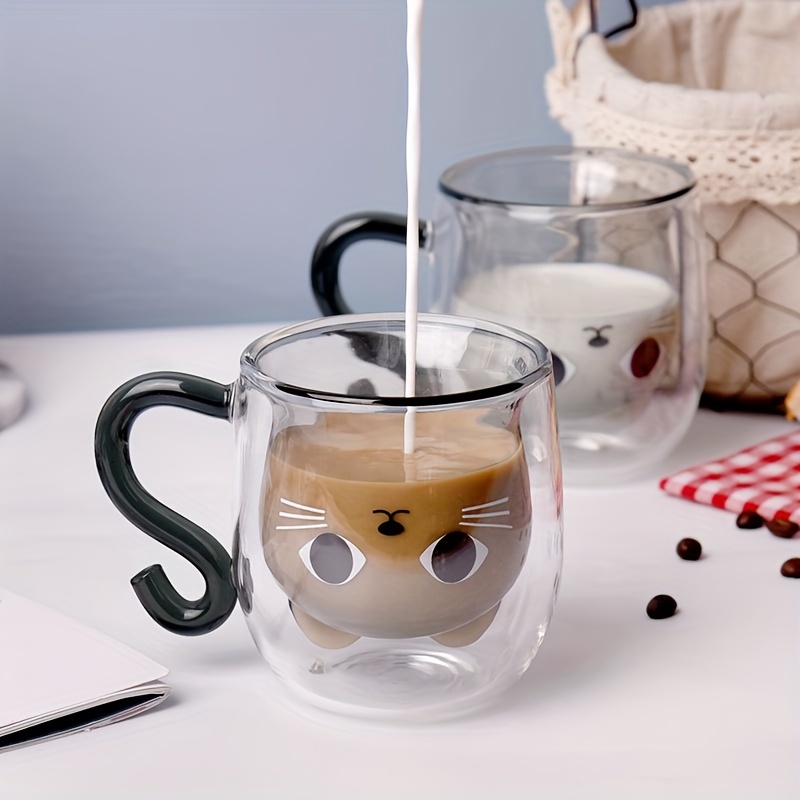 Cute Tea Milk Cup Double Wall Glass Mug, Bear Animal Double Layer Glass Mug  Espresso Coffee Cups Kawaii Christmas Mugs Glassware - AliExpress