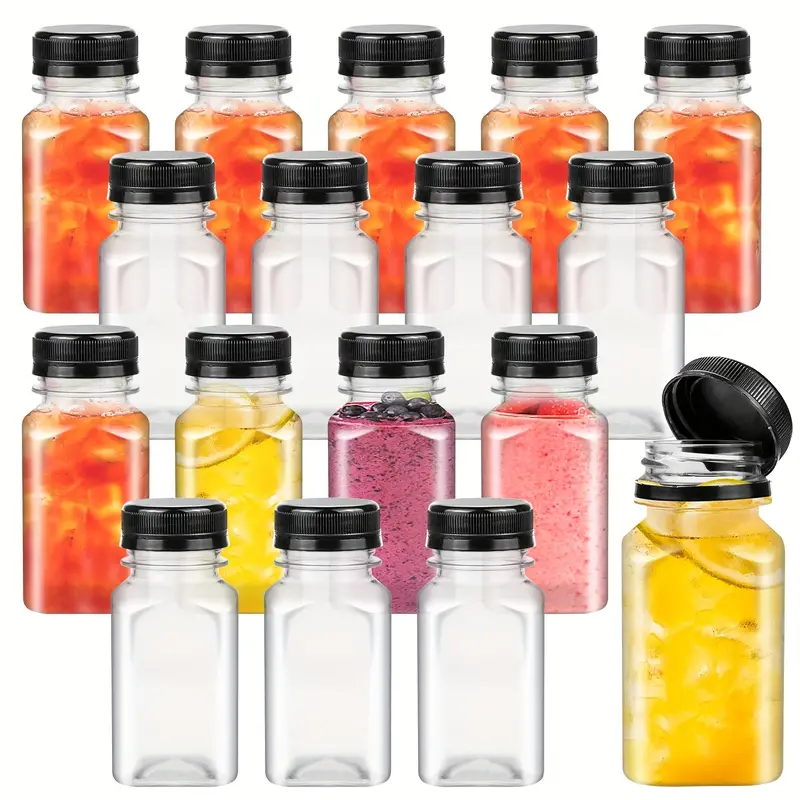 Plastic Juice Bottles With Black Tamper Evident , Reusable Clear