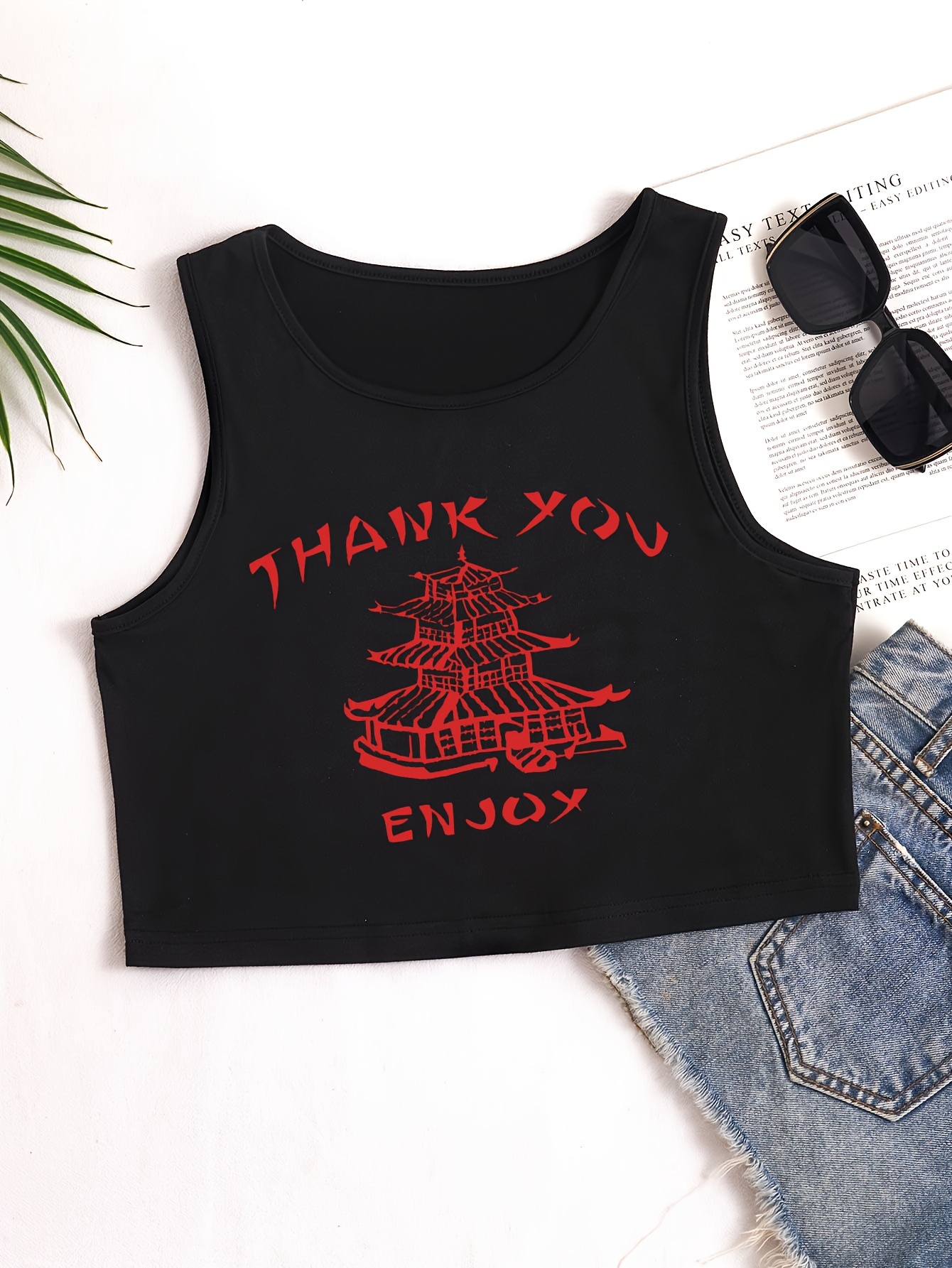 Cartoon Frog Print Crop Top Cute Sleeveless Crew Neck Tank - Temu