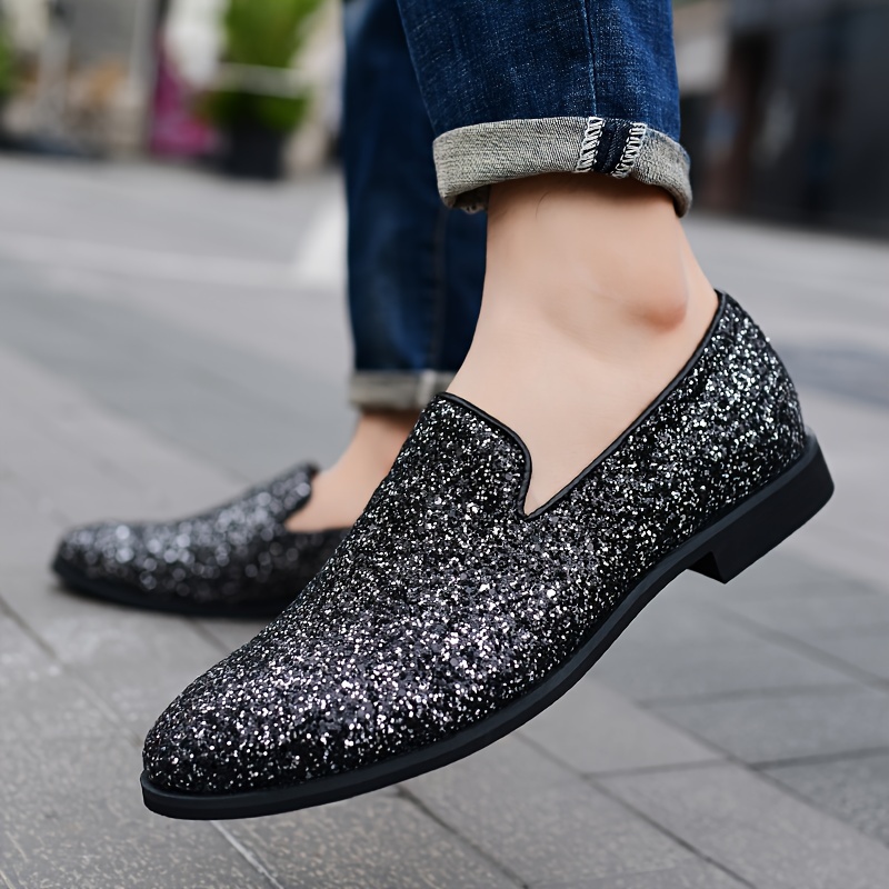 mens trendy slip on loafer shoes with sequins decorated comfy non slip rubber sole formal shoes mens footwear men s shoes Temu United Kingdom