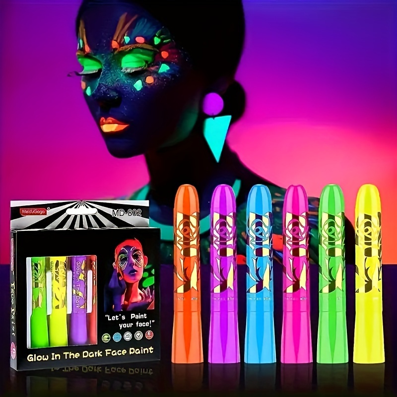 10 Color Glow in Dark Face Body Paint for Kids Adult,  Blacklight Glow Sticks Makeup Neon Face Painting Kits for Halloween Glow  Party Supplies : Beauty & Personal Care