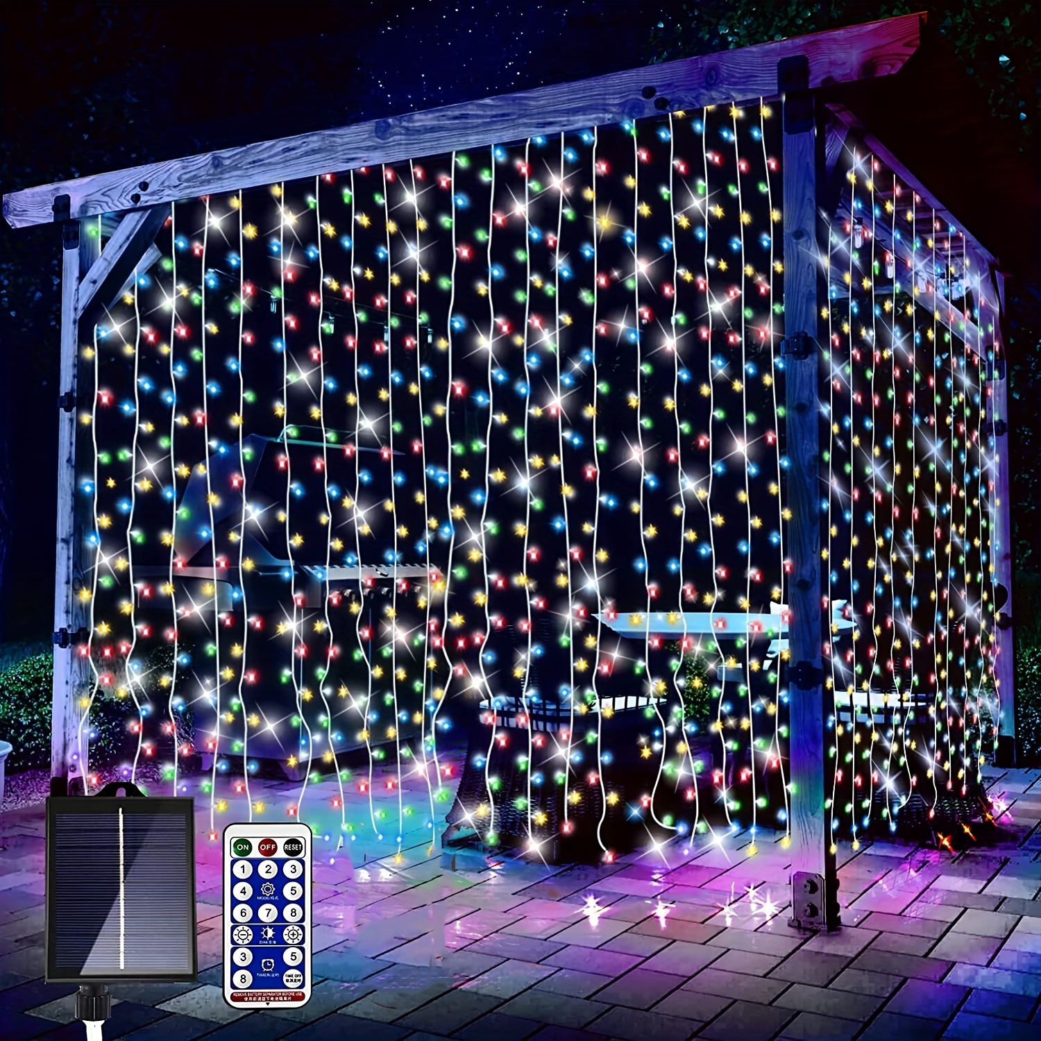 Luces LED de Navidad para exteriores, 19.6 pies, 54 gotas con 306 LED, 8  modos de temporización, impermeable, conectable, decoración de hadas para
