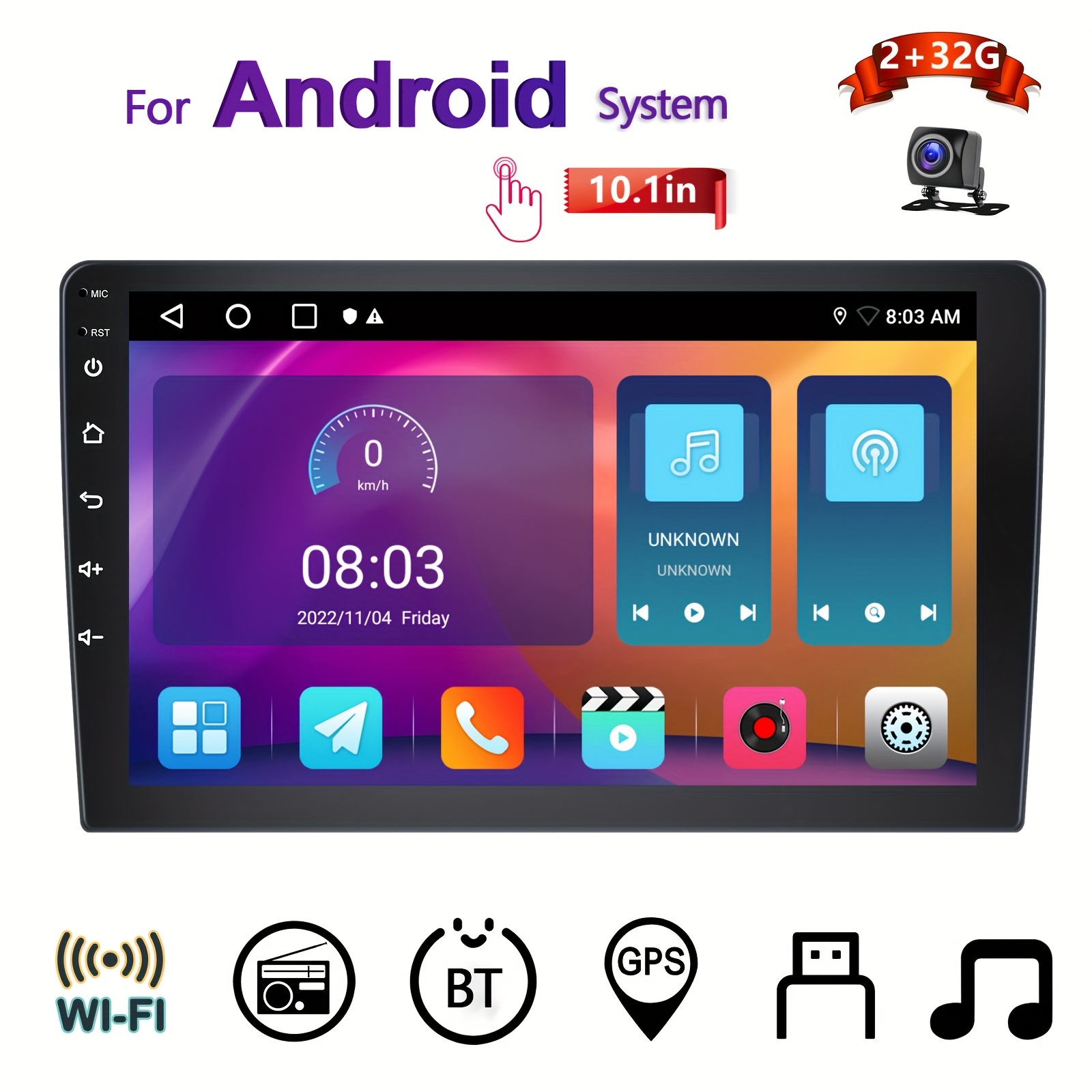 Android 11 2+ Single Din Car Radio Stereo Carplay Android - Temu