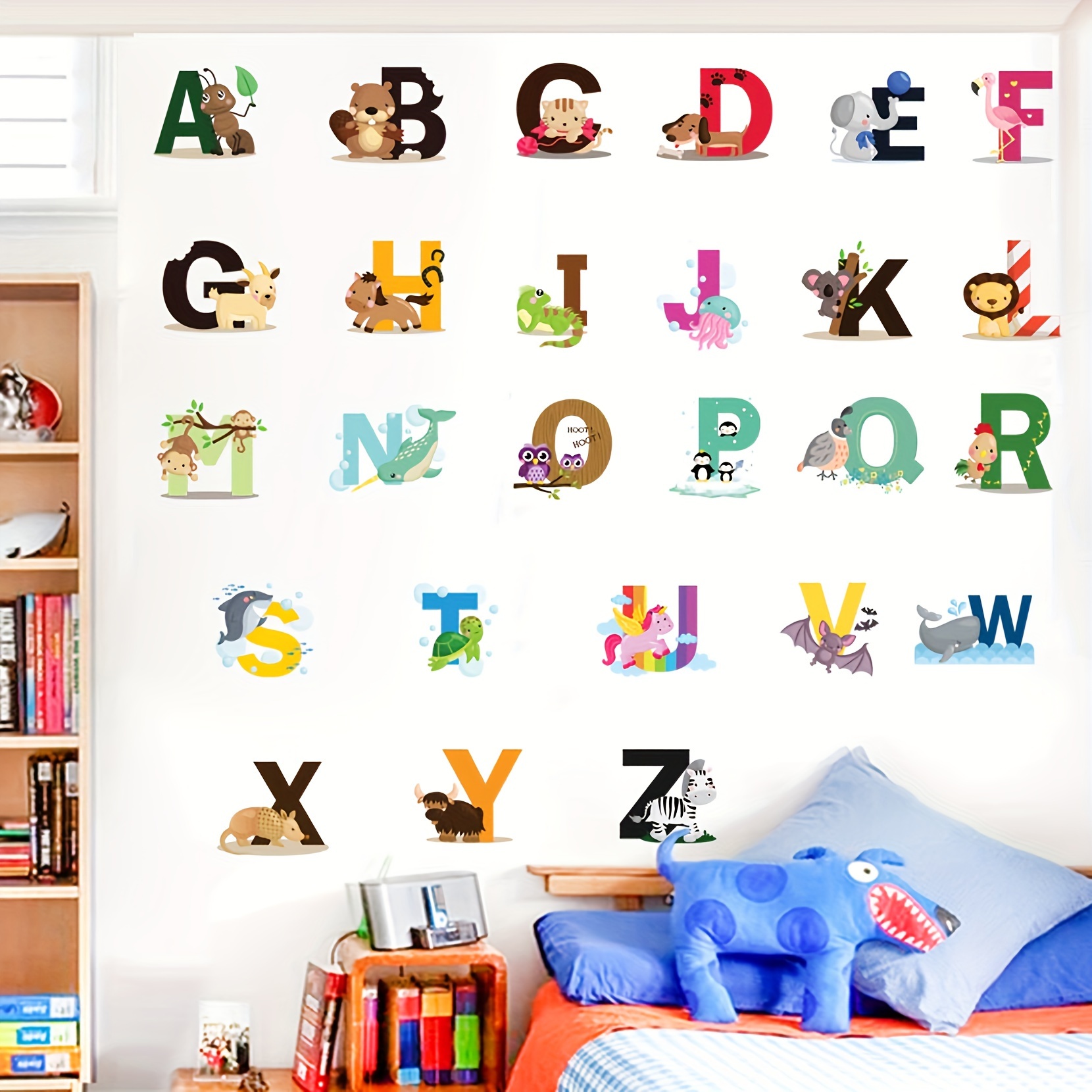 

interactive" Peel & Stick Alphabet Wall Decals - Removable Animal Abc Vinyl Stickers For Bedroom, Living Room, And Playroom Decor