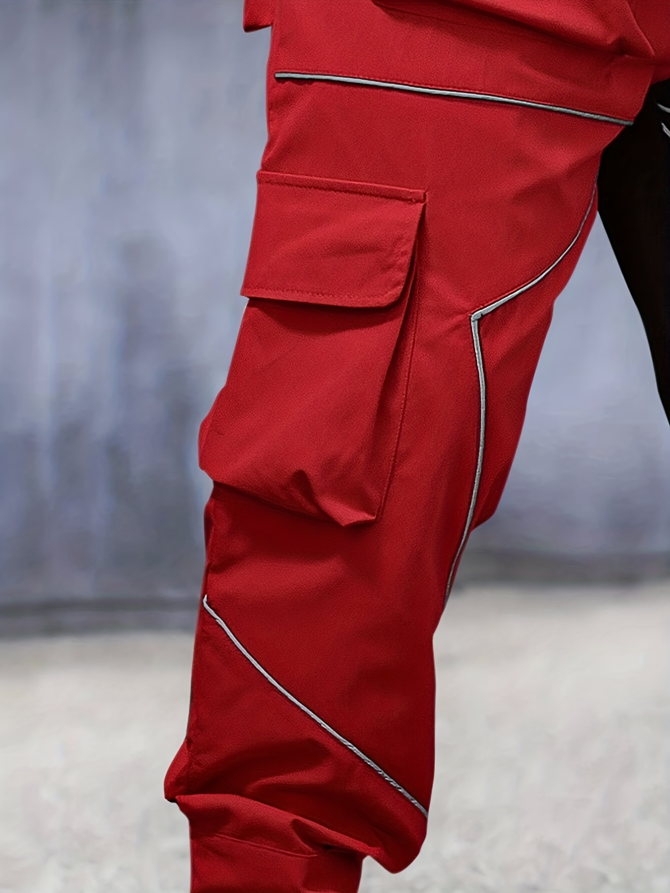 Men's Cargo Pants Japanese Style Pockets Jogger Trousers Color Block Pants  NEW 