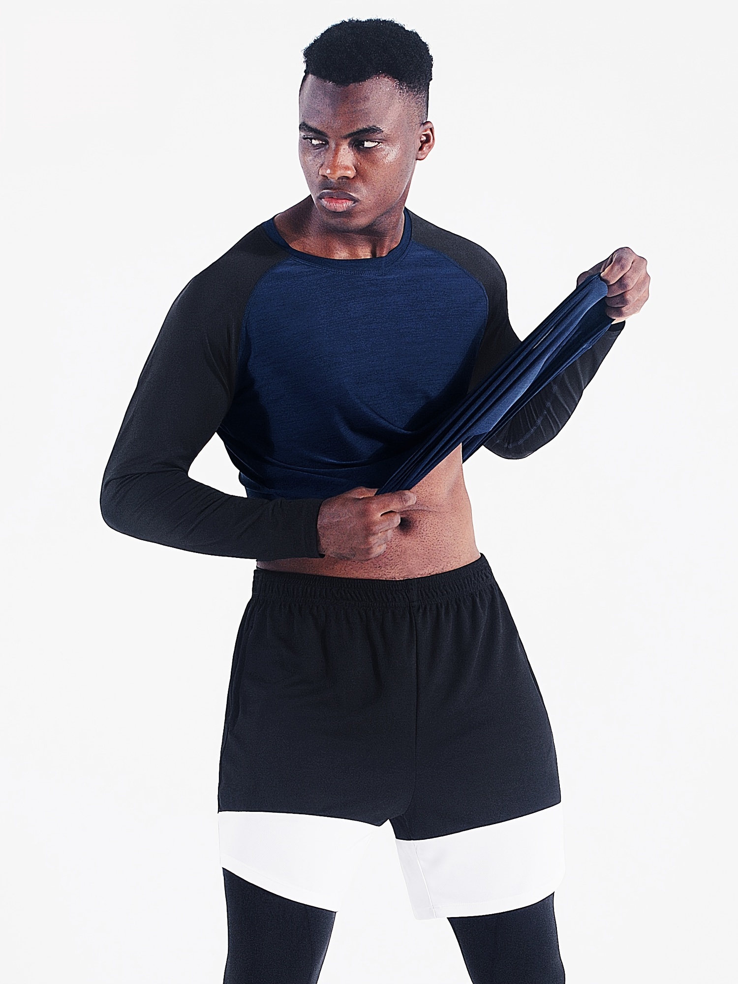Men's Long Sleeve Block Sport Sweatshirt Quick Drying Loose T shirt