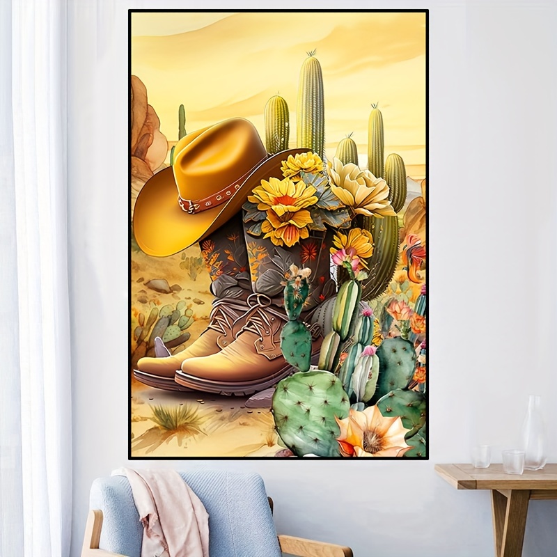 5d Diamond Painting Set Cowboy Boots And Hat Pattern - Temu