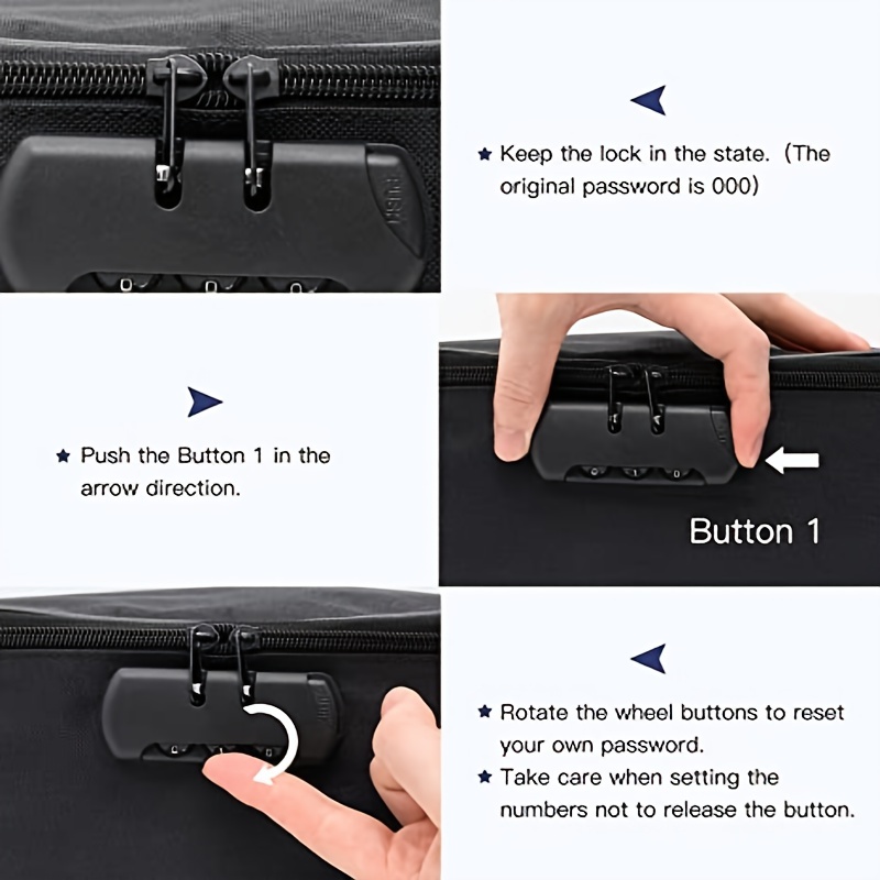 Document Bag With Combination Lock, 3-layer File Storage Case With  Water-resistant Zipper, Document Safe Portable Travel Home Organizer Bag  For Laptop, Files, Certificates - Temu