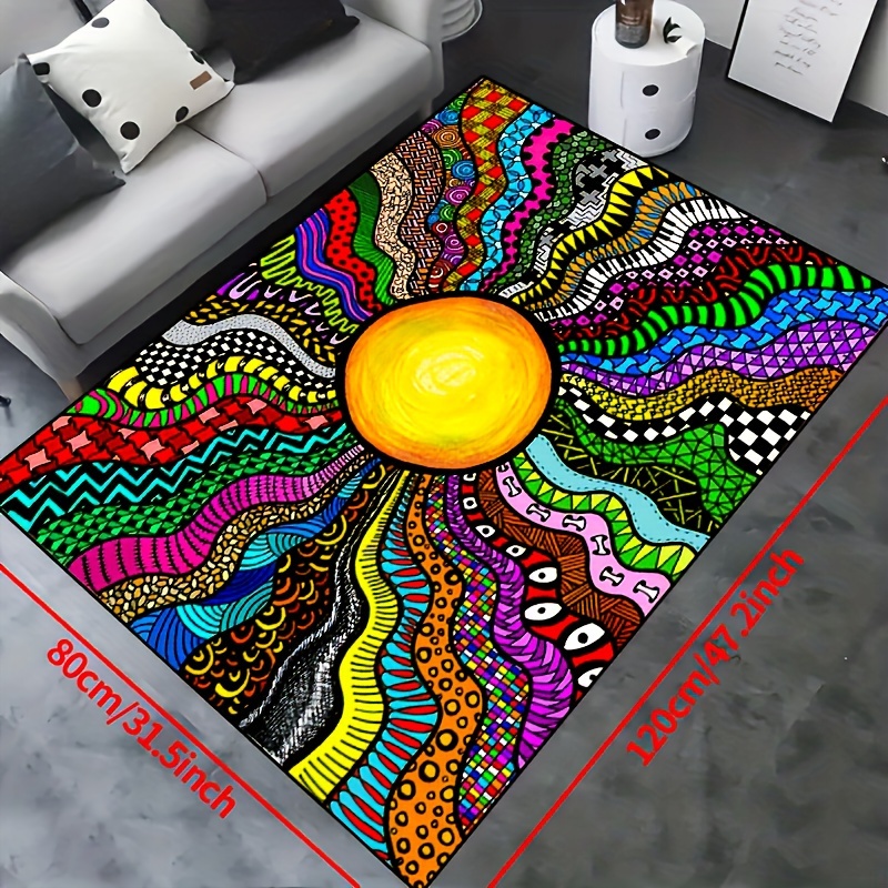 Abstract Colorful Sun Pattern Area Rugs, Non-slip Resistant Absorb Water  Carpet, Machine Washable, For Living Room Bedroom Nursery Room, Outdoor  Patio Garden Yard, Home Decor, Room Decor - Temu