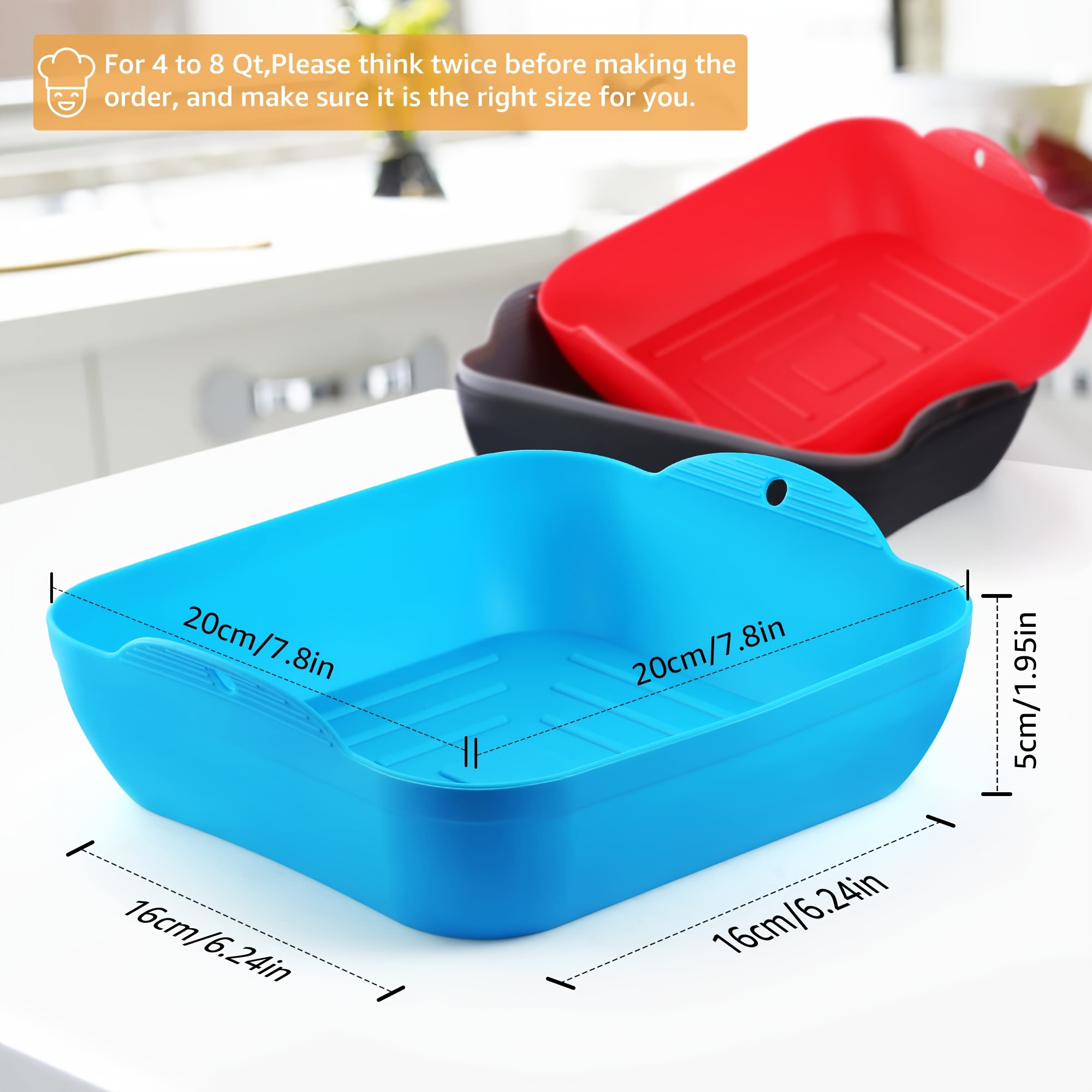 4pcs Foldable Silicone Air Fryer Liners Double Basket, Collapsible