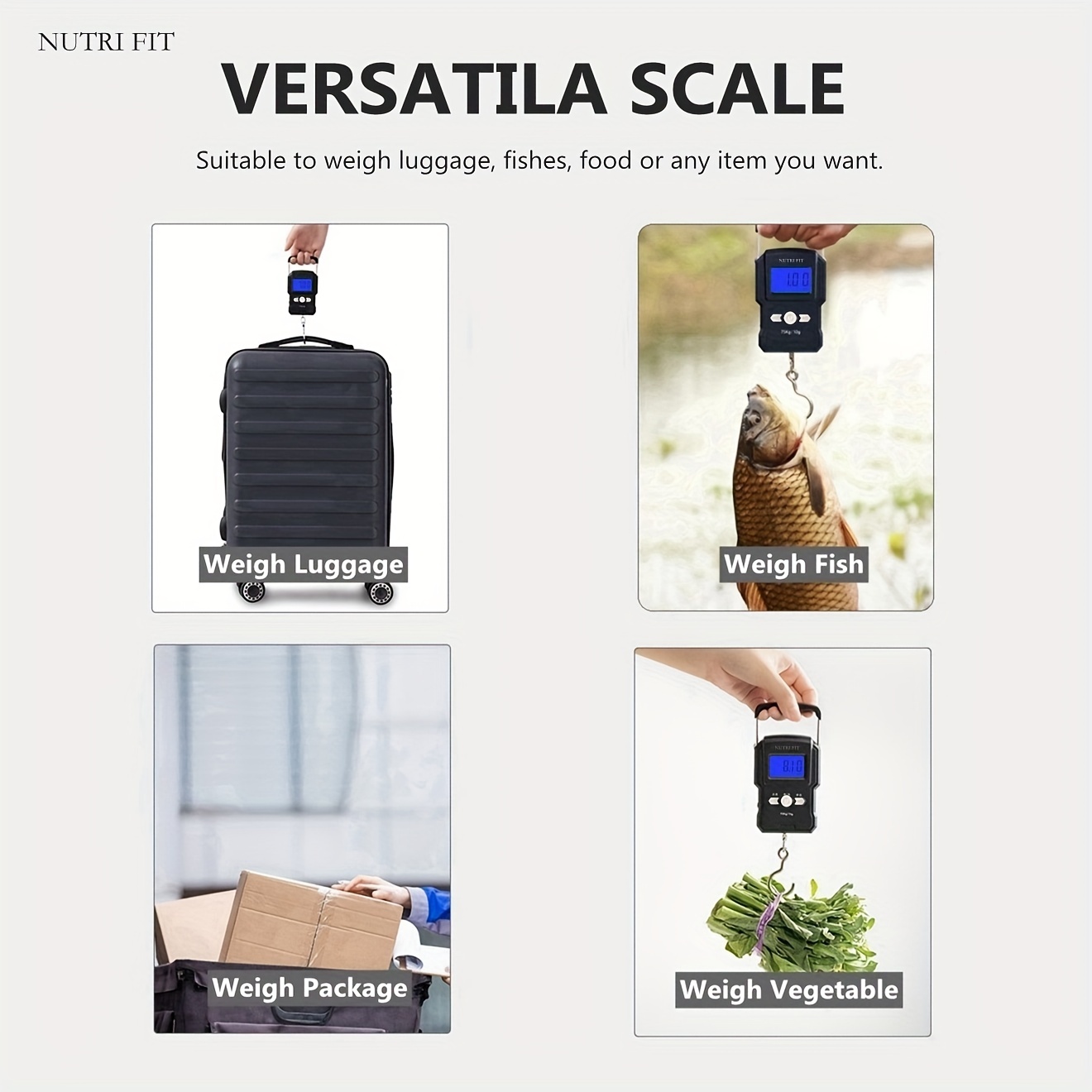 Luggage Weight Scale Fish Weighing Scales Digital Handheld Suitcase Weigher  with