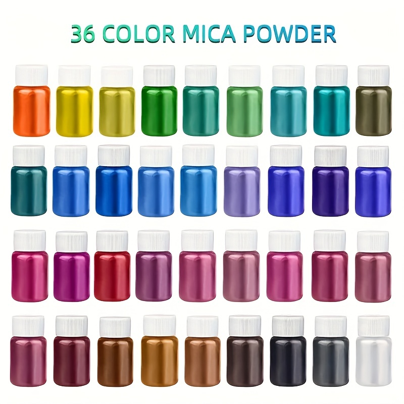 Polvo de mica para resina epoxi, pigmento epoxi, paquete de 24 colores,  polvo de mica nacarada para resina, tinte colorante de jabón, pigmento de