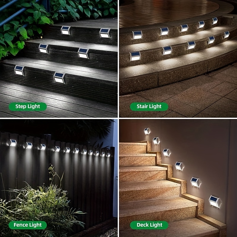 Paquete de 6 luces solares para escalera, jardín, caminos. Luces LED de  acero inoxidable para exterior.