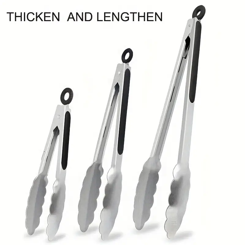 Cooking Tongs Heat Resistant 600 Degree Stainless Steel Kitchen