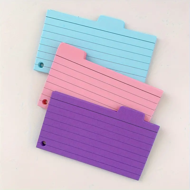 Blank Ruled Index Card With Rings Assorted Neon Colored Note - Temu
