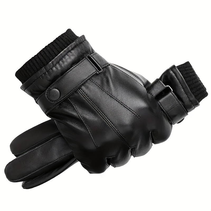 

1 Pair/2 Pair Pu Leather Gloves, Autumn Winter Warm Touch Screen Full Finger Black Gloves, Ideal Choice For Gifts