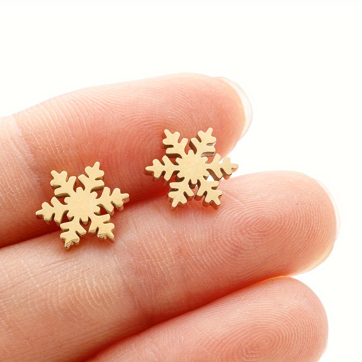 Small Stainless Steel Snowflake Stud Earrings for Women