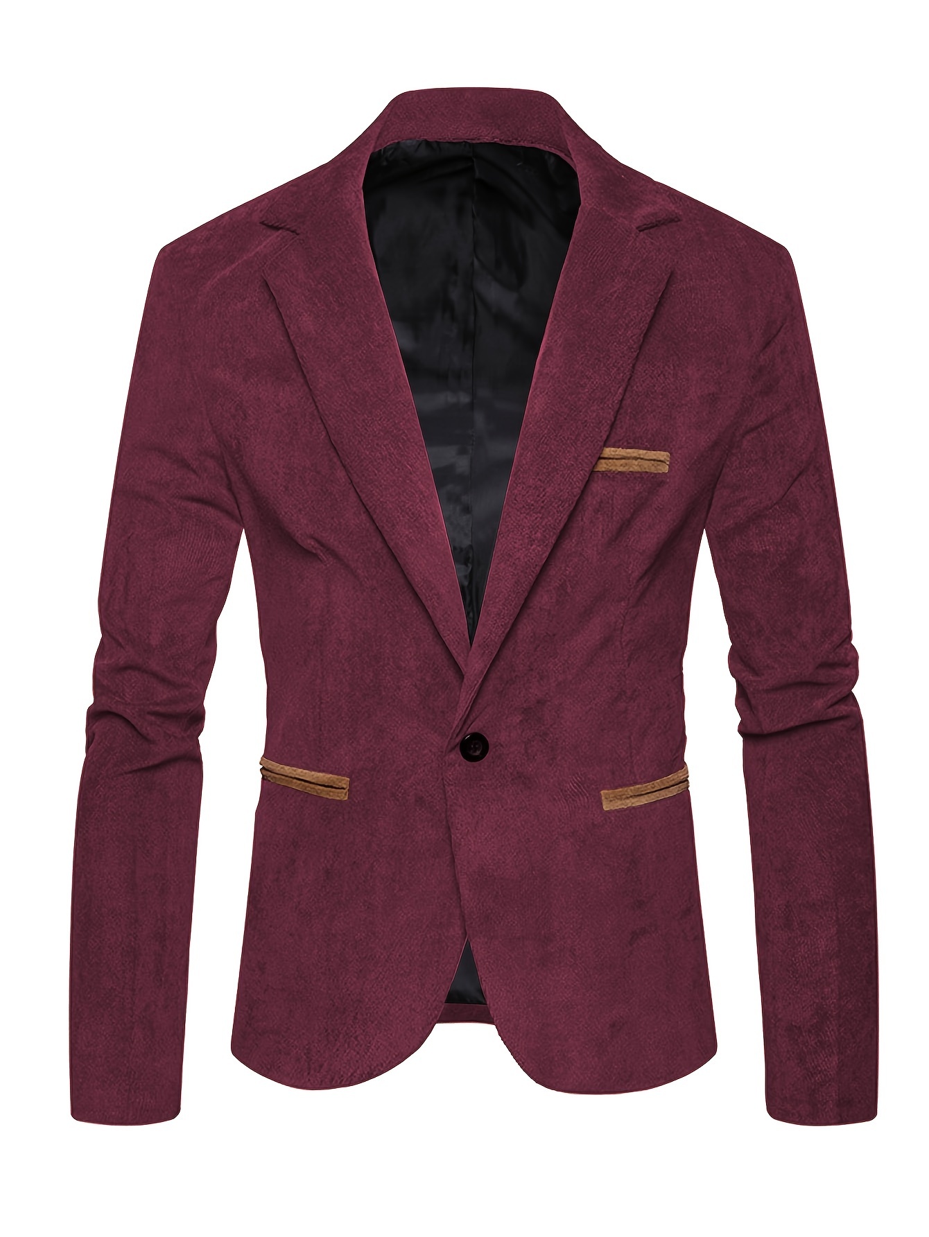Solid Men's Fashionable Corduroy Casual Lapel Suit Jacket, Suitable For ...