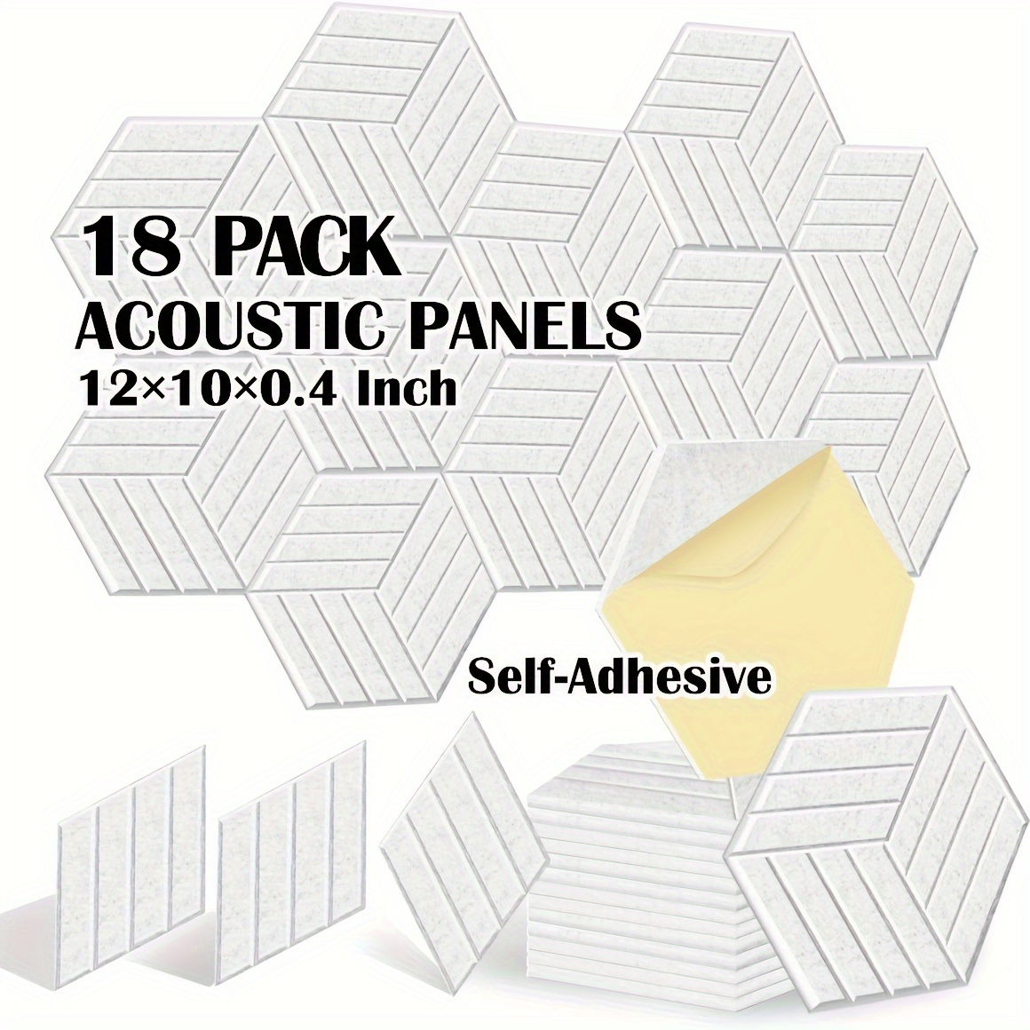  Focusound - Paquete de 50 paneles de espuma acústica de cuñas  para insonorización de estudio y absorción de ruido, con cinta adhesiva de  doble cara, de 1 x 12 x 12 pulgadas : Instrumentos Musicales