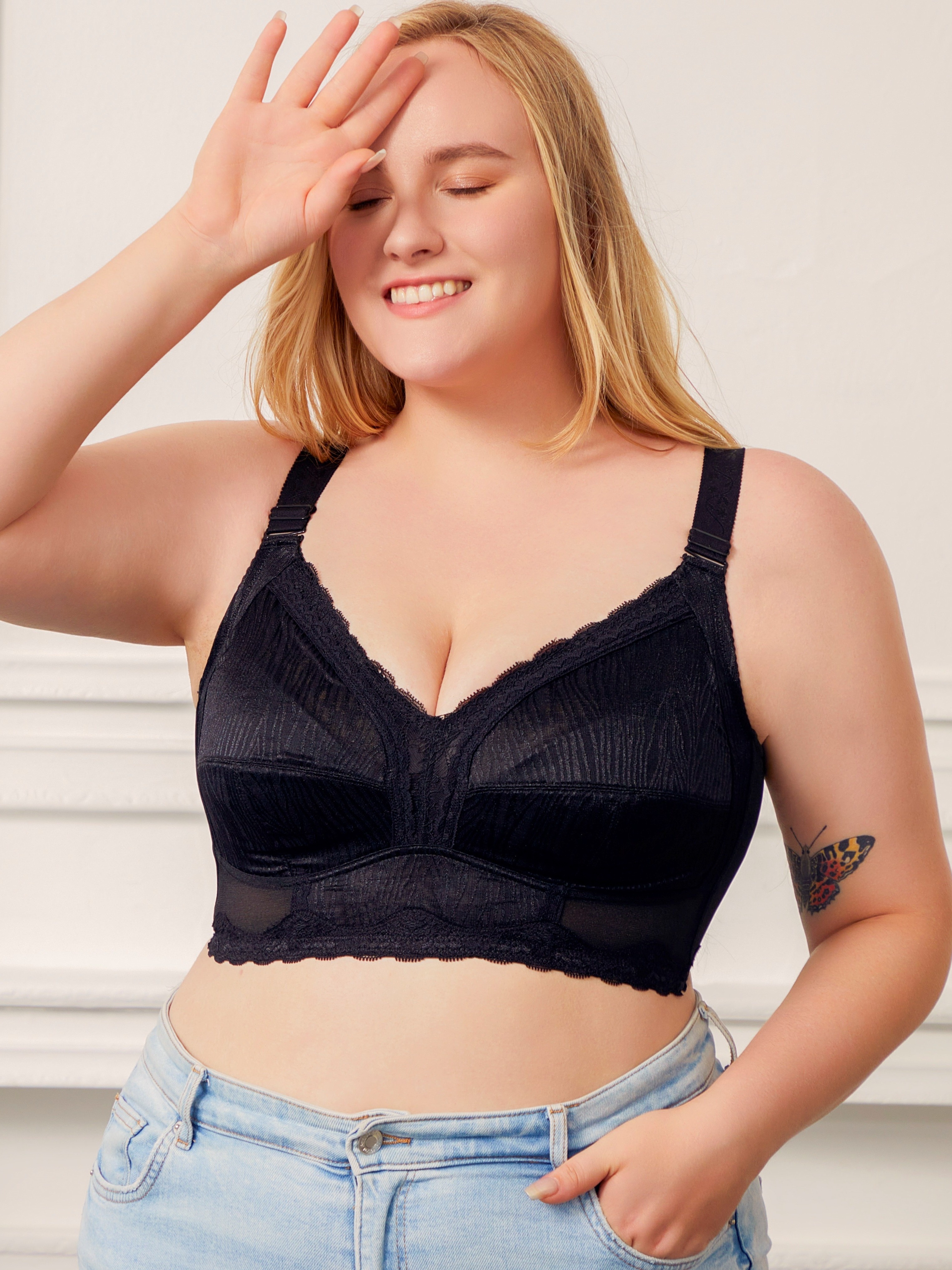 Plus Size Seamless Comfy Breathable Solid Bra Women's Plus - Temu Canada