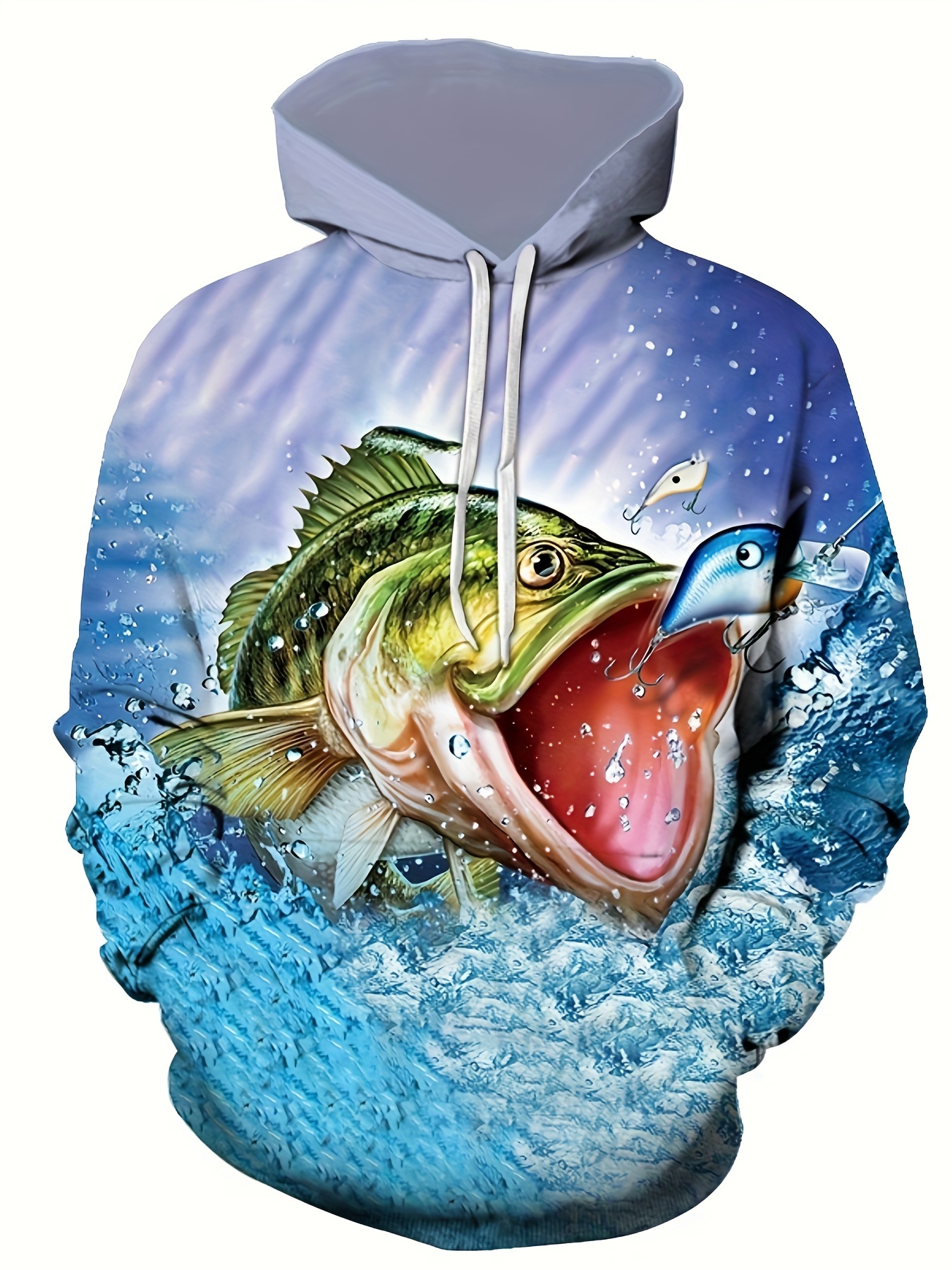 Men's Casual Fishing Pattern 3d Print Hooded Sweatshirt - Temu