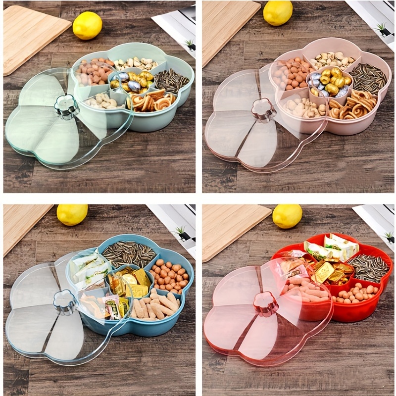 Divided Snack Tray Vegetable Storage Containers For Refrigerator Fridge  Veggie Platter Tray With Lid 4/5 Compartments Organizer - AliExpress