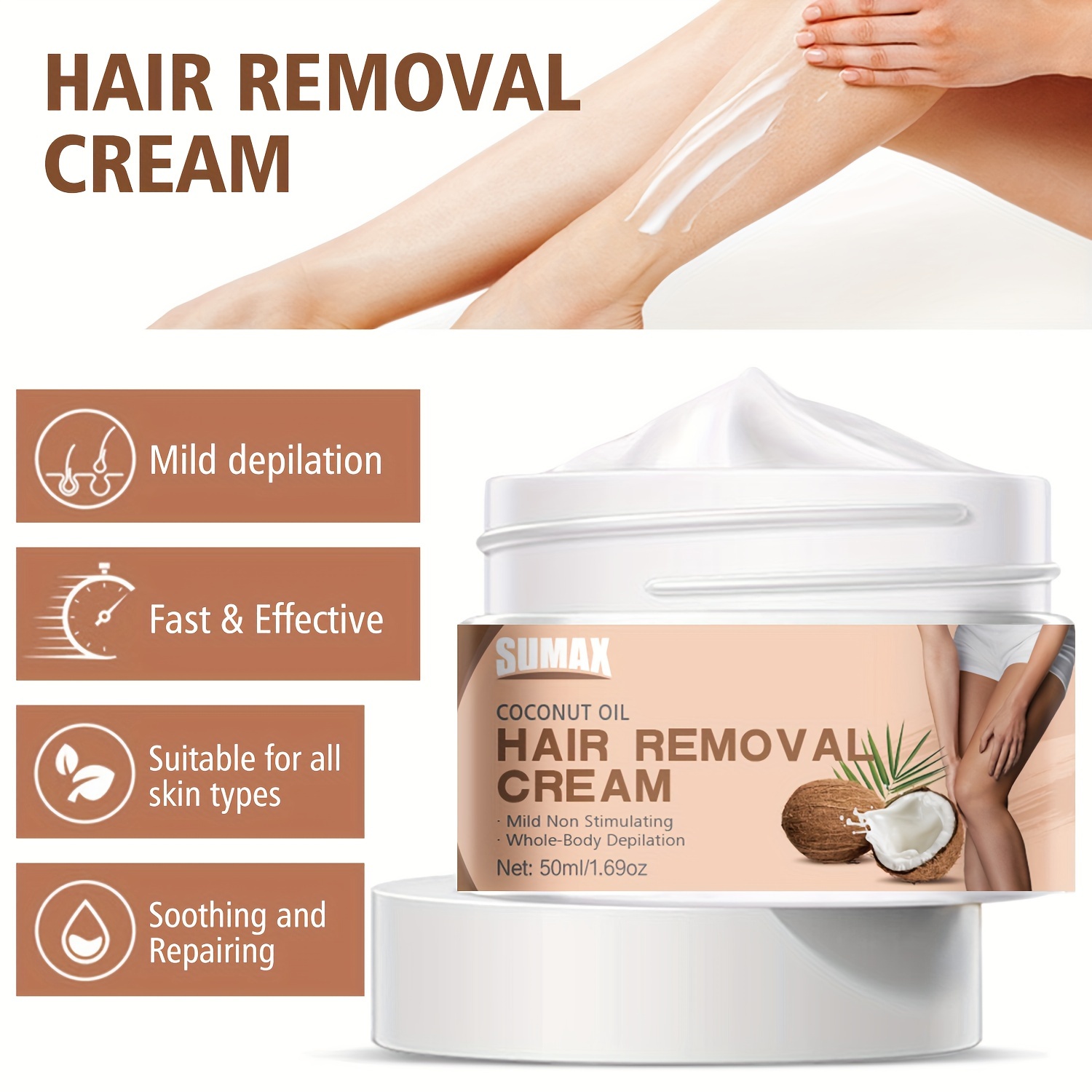 Coconut Oil Hair Removal Cream Natural Hair Removal Cream Temu