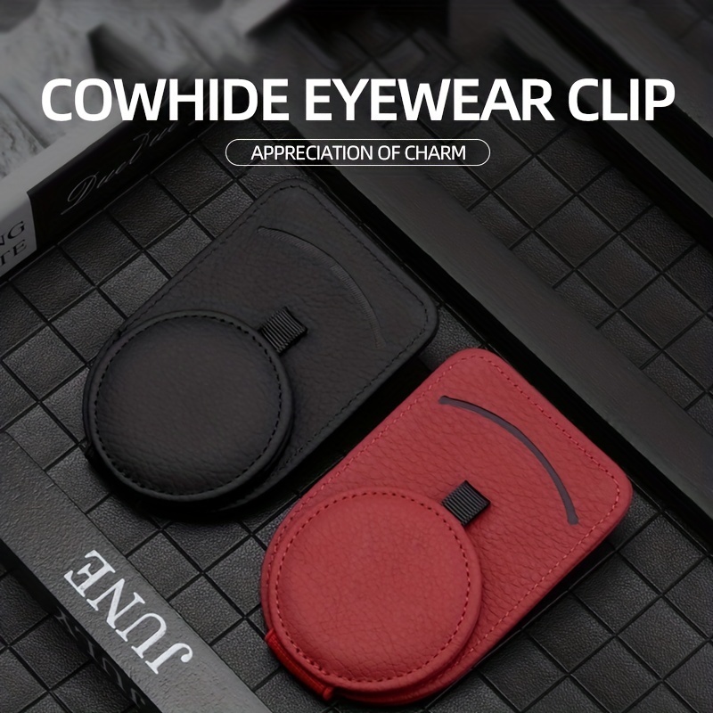 Real Cowhide Car Glasses Clip Multi function Car Sunglasses - Temu