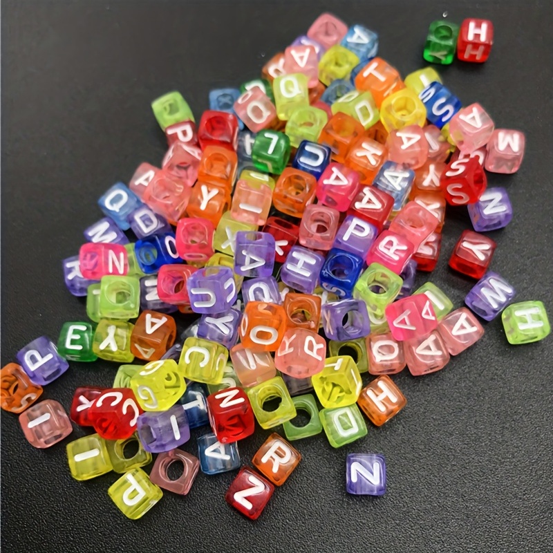 100pcs Acrylic Letter Beads Red Square Alphabet Beads For DIY Bracelet  6*6mm Ramdom