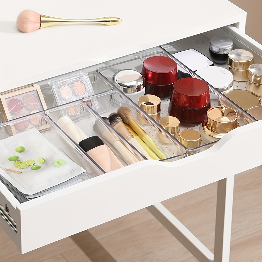 6pcs Drawer Divider Storage Box, PET Material Transparent Cosmetic Storage  Case, Jewelry Storage And Sorting Box, Desktop And Drawer Accessories, Orga