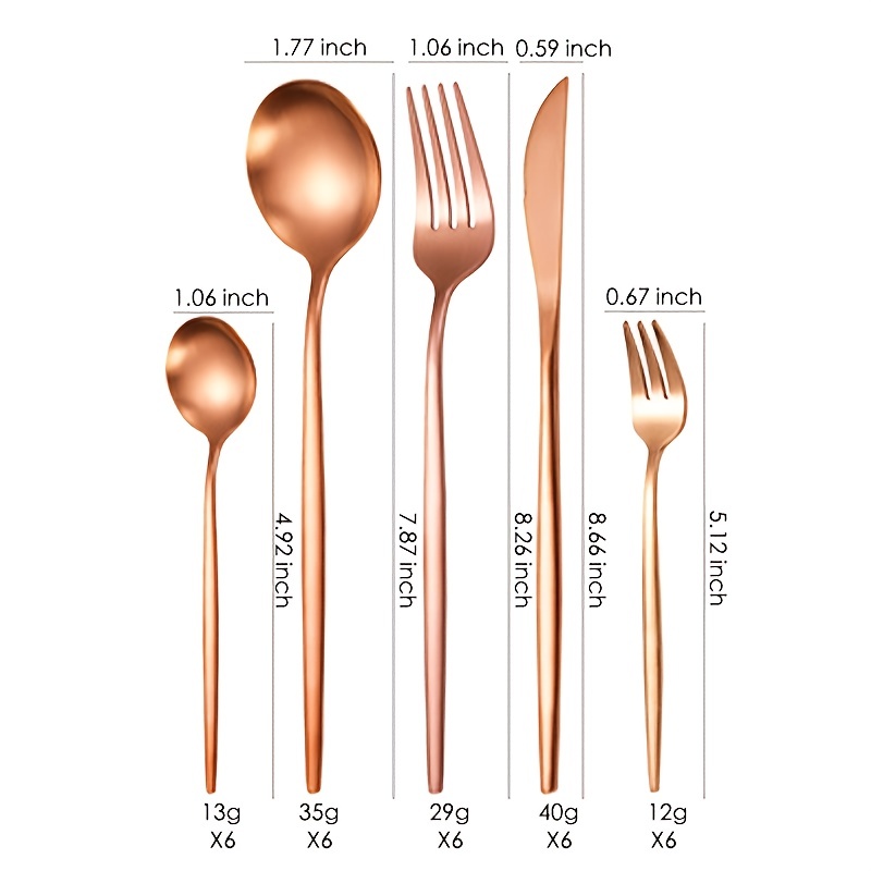 24/30Pcs Pink Gold Dinnerware Set Knife Cake Fork Small Spoon Tableware  Cutlery Stainless Steel Flatware Home Kitchen Silverware