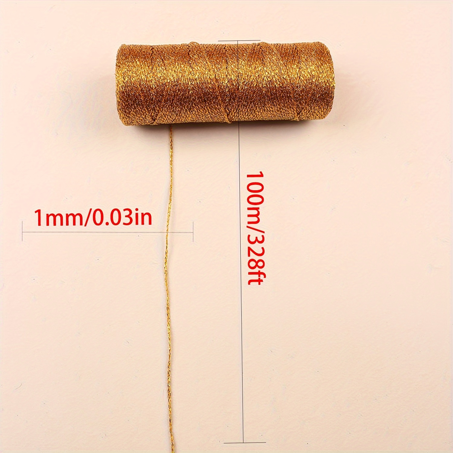 Golden Handmade Braided Hemp Rope Clothing Additions Gift Packaging Rope 100 Meters Per Roll