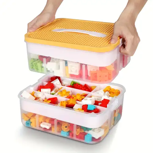 Building Blocks Storage Bin With Compartments, Toy Organizer Box