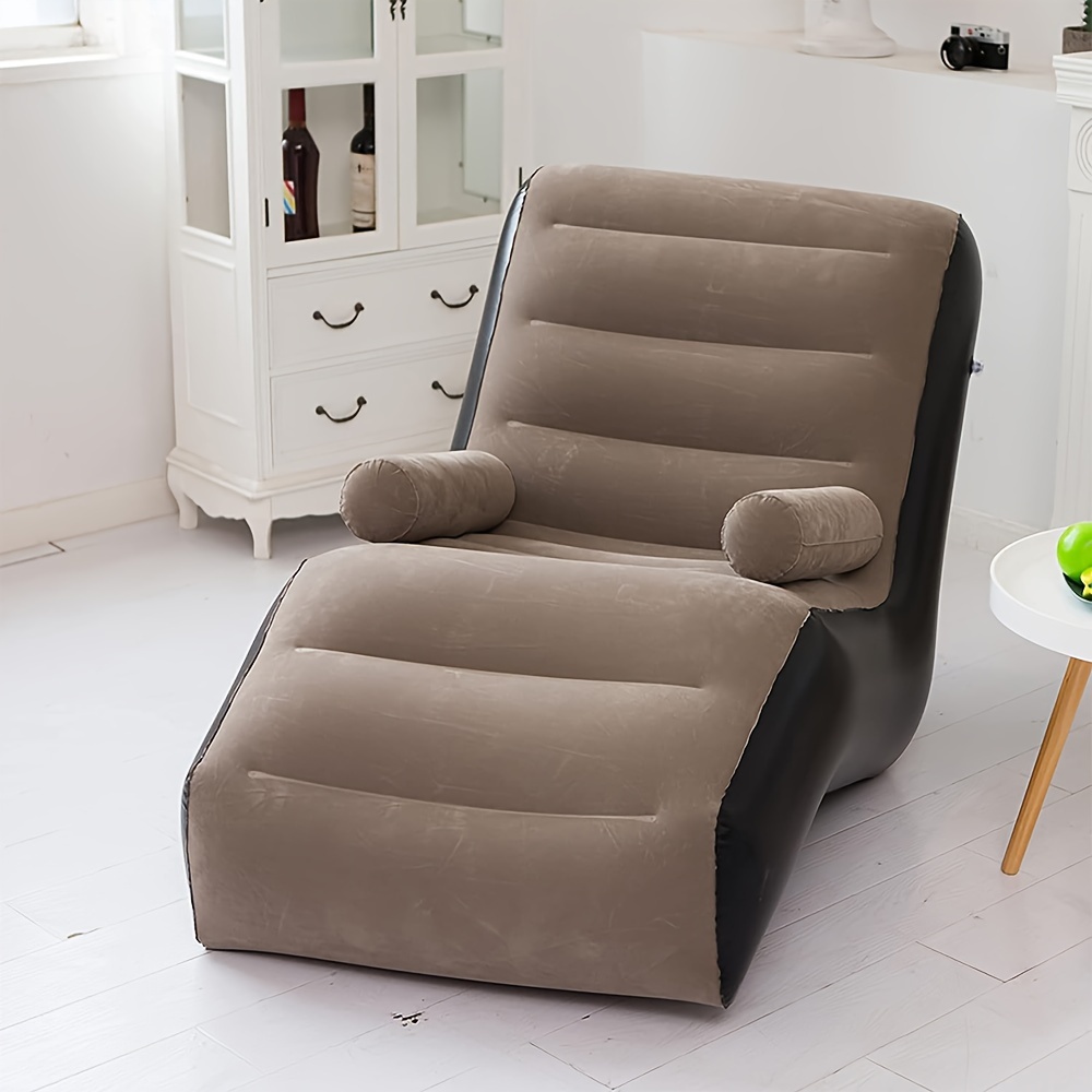 Portable Inflatable Lazy Sofa Single Size Coffee Colour Pvc - Temu