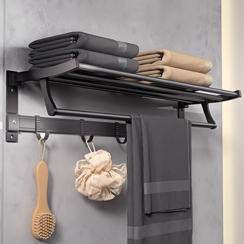 Toalleros para baño, toallero de almacenamiento de toallas montado en la  pared, almacenamiento de pared de baño, soporte de toalla de baño de metal