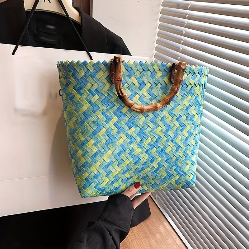 Solid Color Bucket Bag For Women, Simple Vegetable Basket Bag, Fashion  Ruched Handbag Purse - Temu