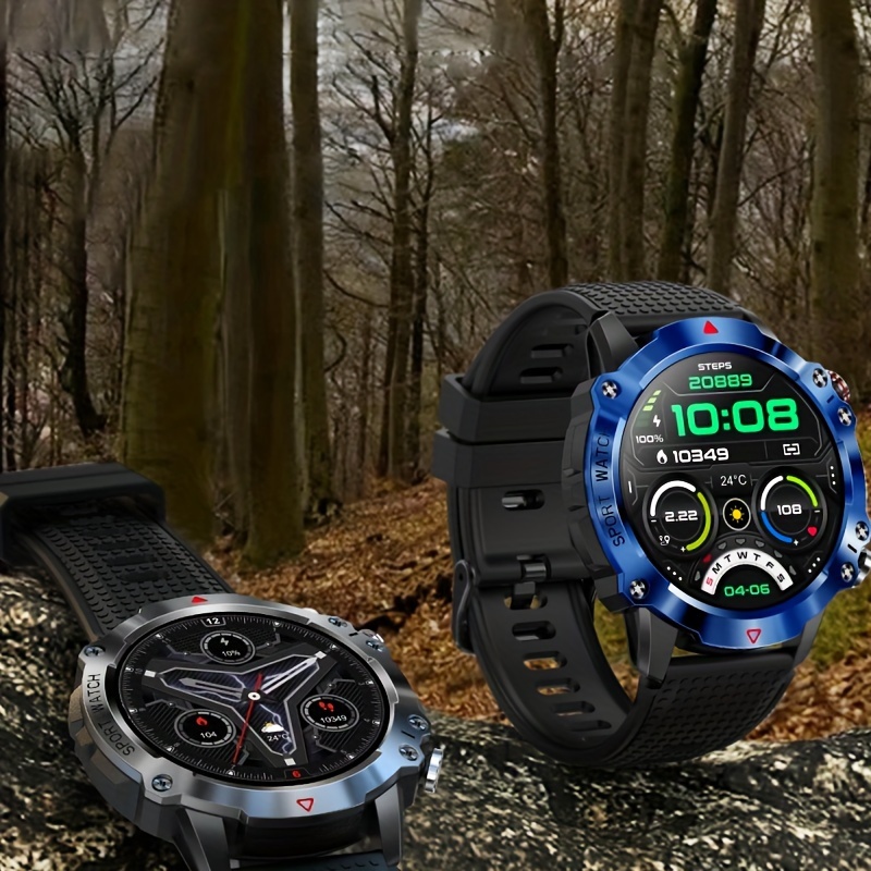  Military Smart Watch for Men with LED Flashlight 1.45” Rugged  Waterproof Smart Watch with 100+ Sports Modes Fitness Tracker with Heart  Rate Sleep Monitor Tactical Smartwatch for iPhone Samsung : Electronics