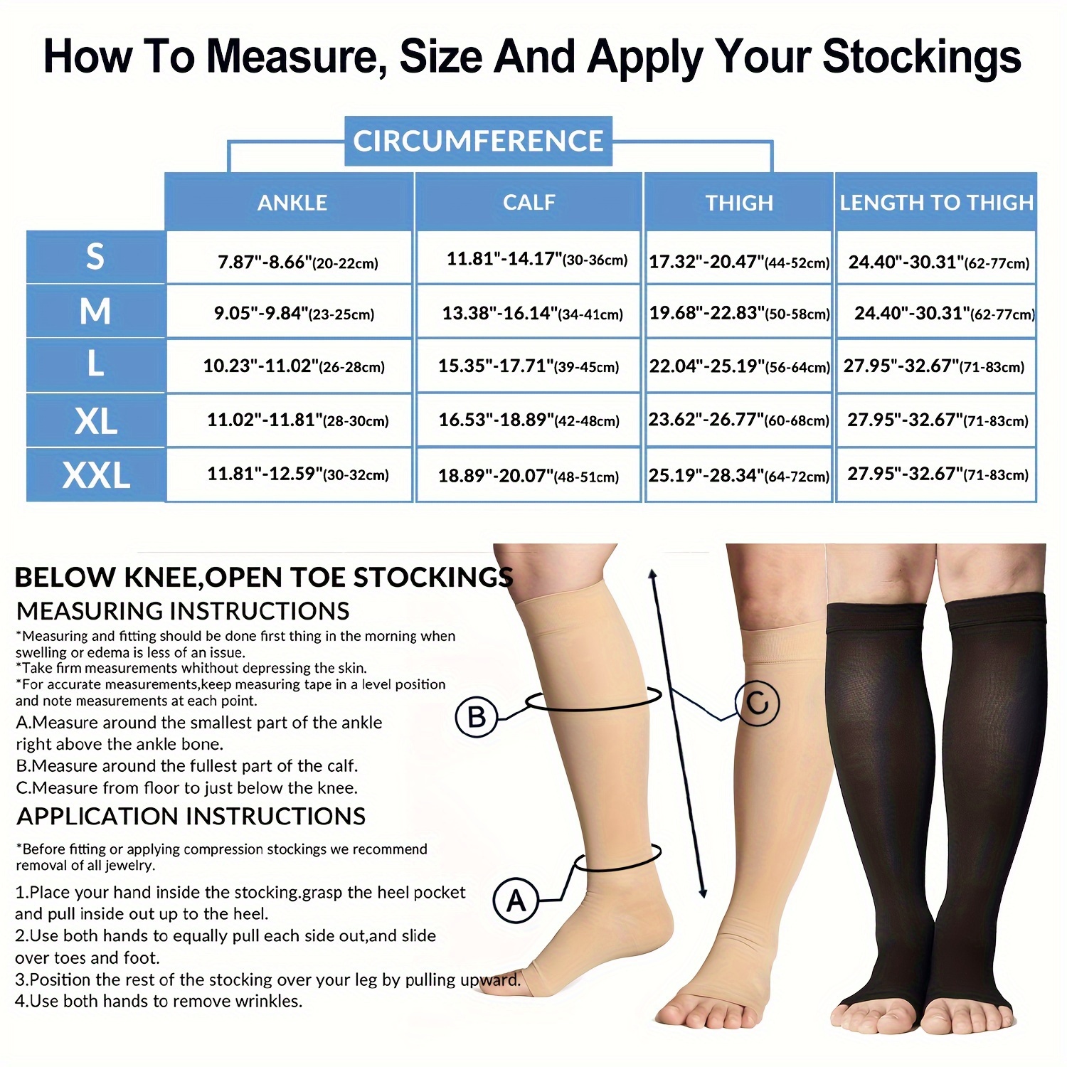 23 32mmhg Compression Socks Women Men Knee High Open Toe - Temu