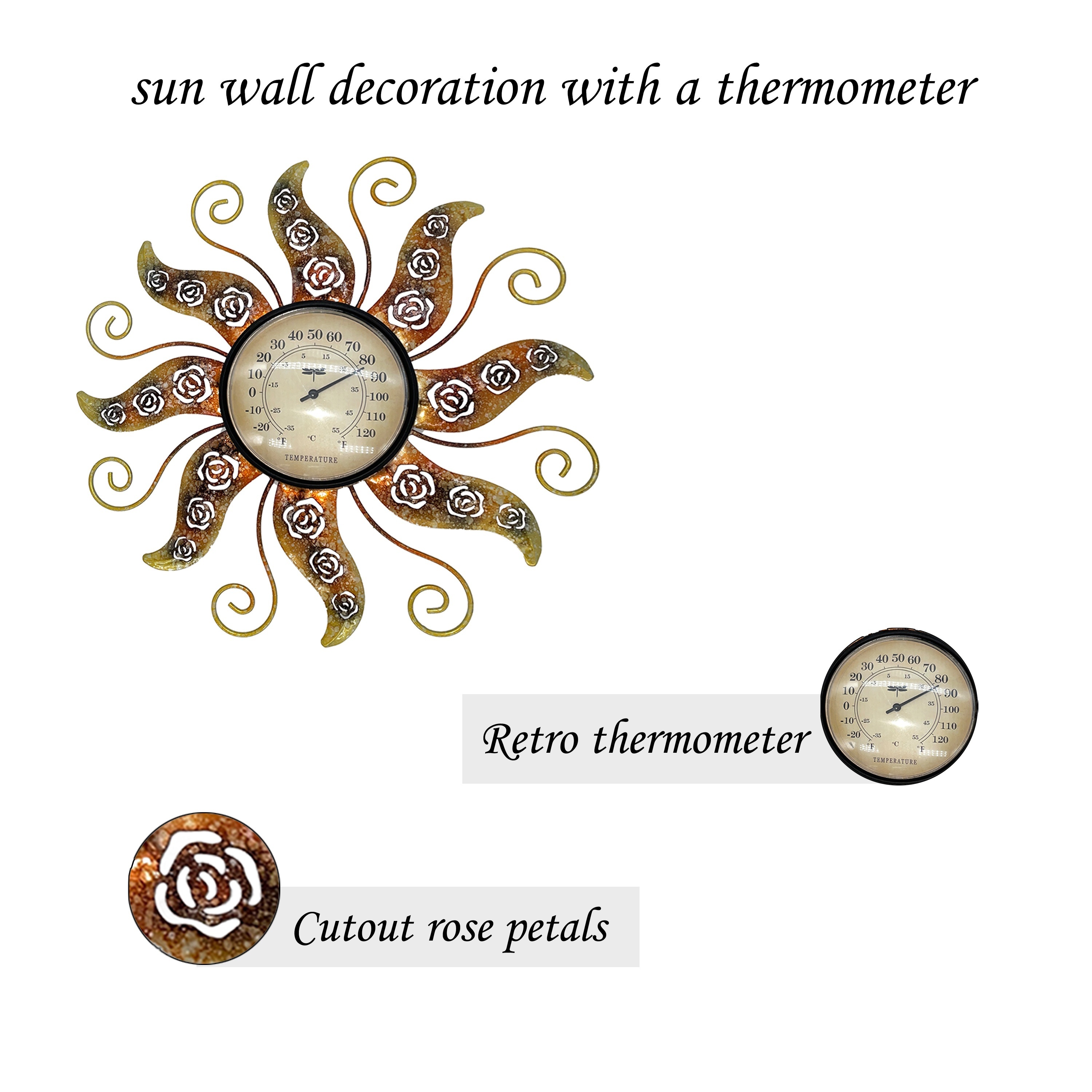 Thermomètre Mural, 10 Thermomètre intérieur et extérieur décoratif - Grands  thermomètres extérieurs pour Serre de Jardin Patio