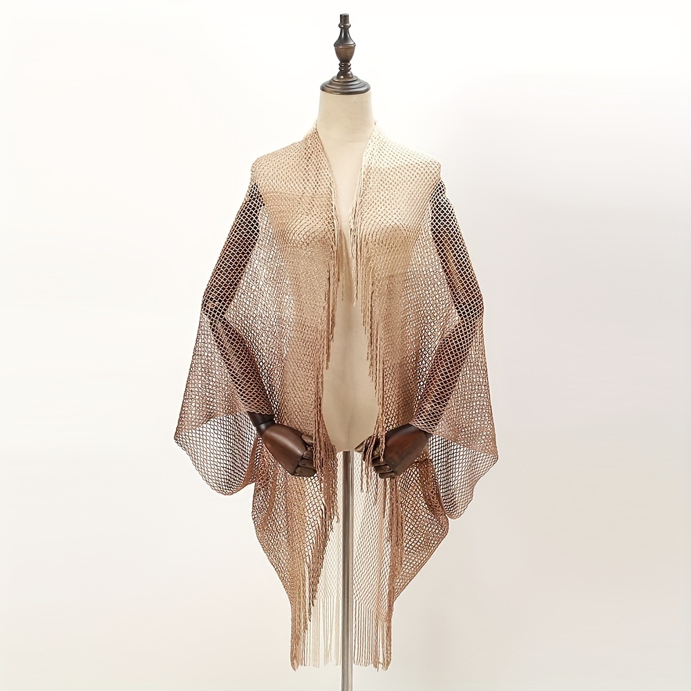 Boho Fringed Shawl Hollow Out Mature Wrap Sunscreen